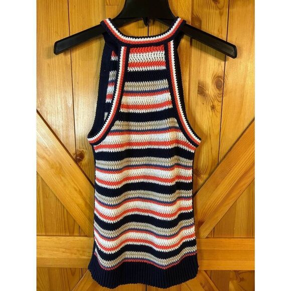 Gap Womens Crochet Knit High Neck Stripe Sweater Tank Top Size Medium (5298) - Picture 4 of 4